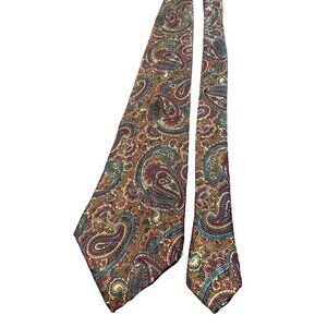 Van Heusen Mens Paisley Tie Brown Teal Red Necktie
